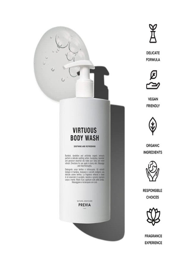 PREVIA Virtuous Body Wash - Soothing Shower Gel for Sensitive Skin - Refreshing and Gentle Cleansing - With Eucalyptus, Lavender, and Geranium Essential Oils - 16.9 oz - Image 3